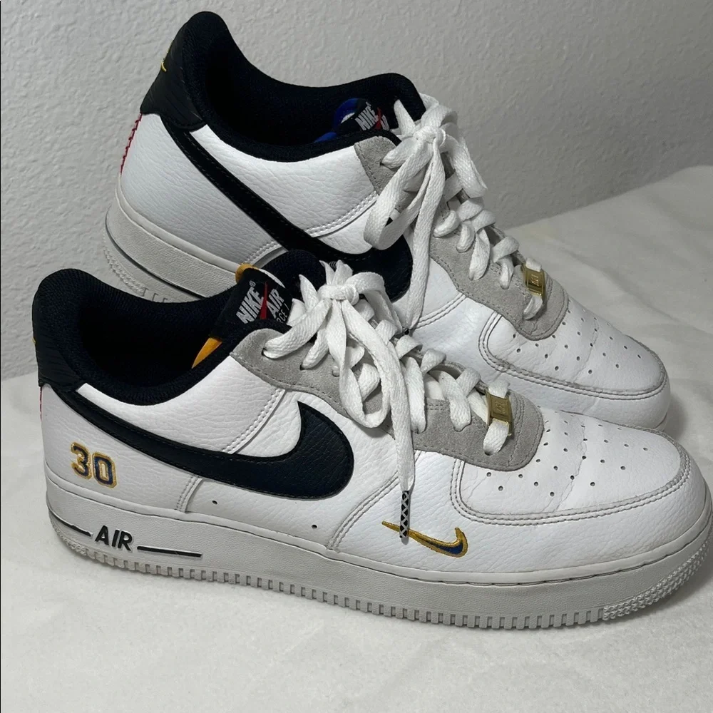 Nike Air Force 1 White and Black with Gold Accents